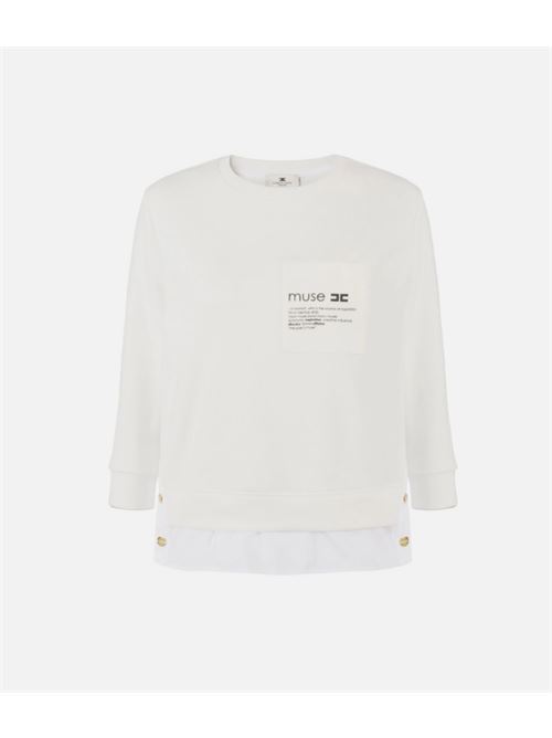 SWEATSHIRT WITH POPLIN DETAILS ELISABETTA FRANCHI | MD00656E2360 Avorio